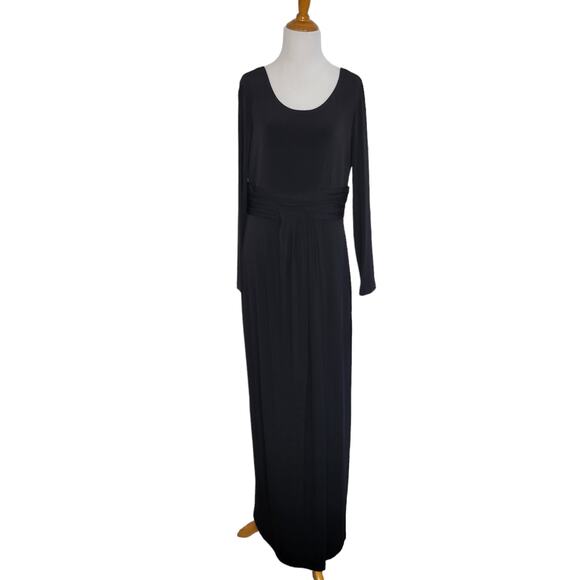 NEW Calvin Klein Black Maxi Dress Evening Stretch Jersey Long Sleeve Women 10 - Picture 1 of 12